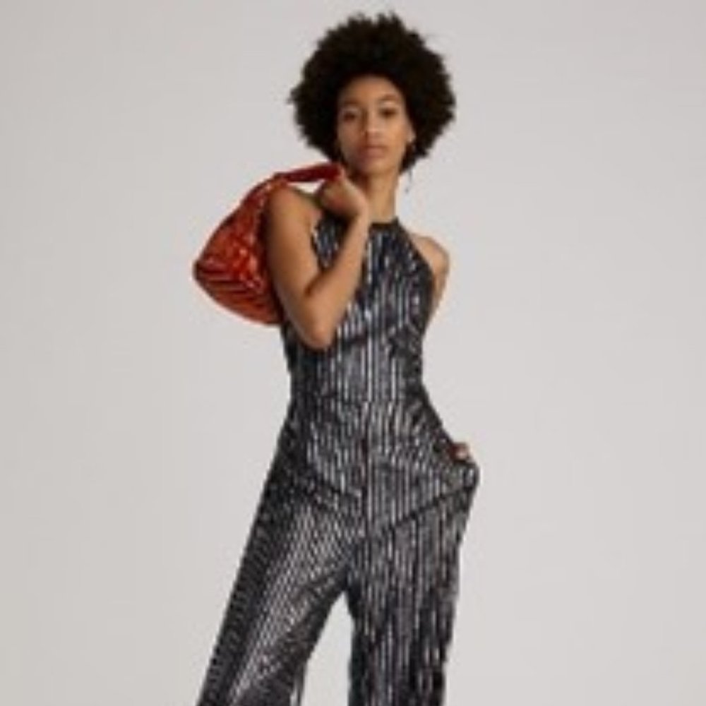 NWT: Maeve Disco Halter Jumpsuit